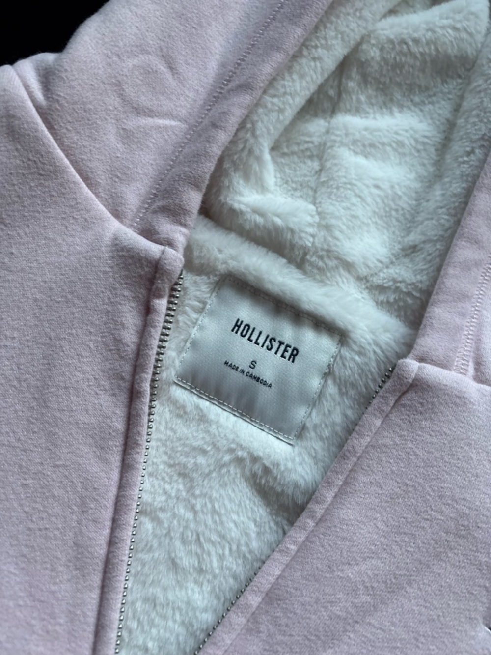 Hollister Light Pink Sherpa-Lined Full-Zip Hoodie - Picture 5 of 6